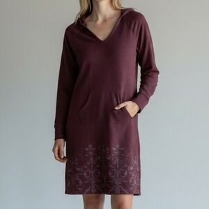 Prana Women Hoodie Dress S Plum Burgundy Kangaroo Pocket Gorpcore Granola Girl